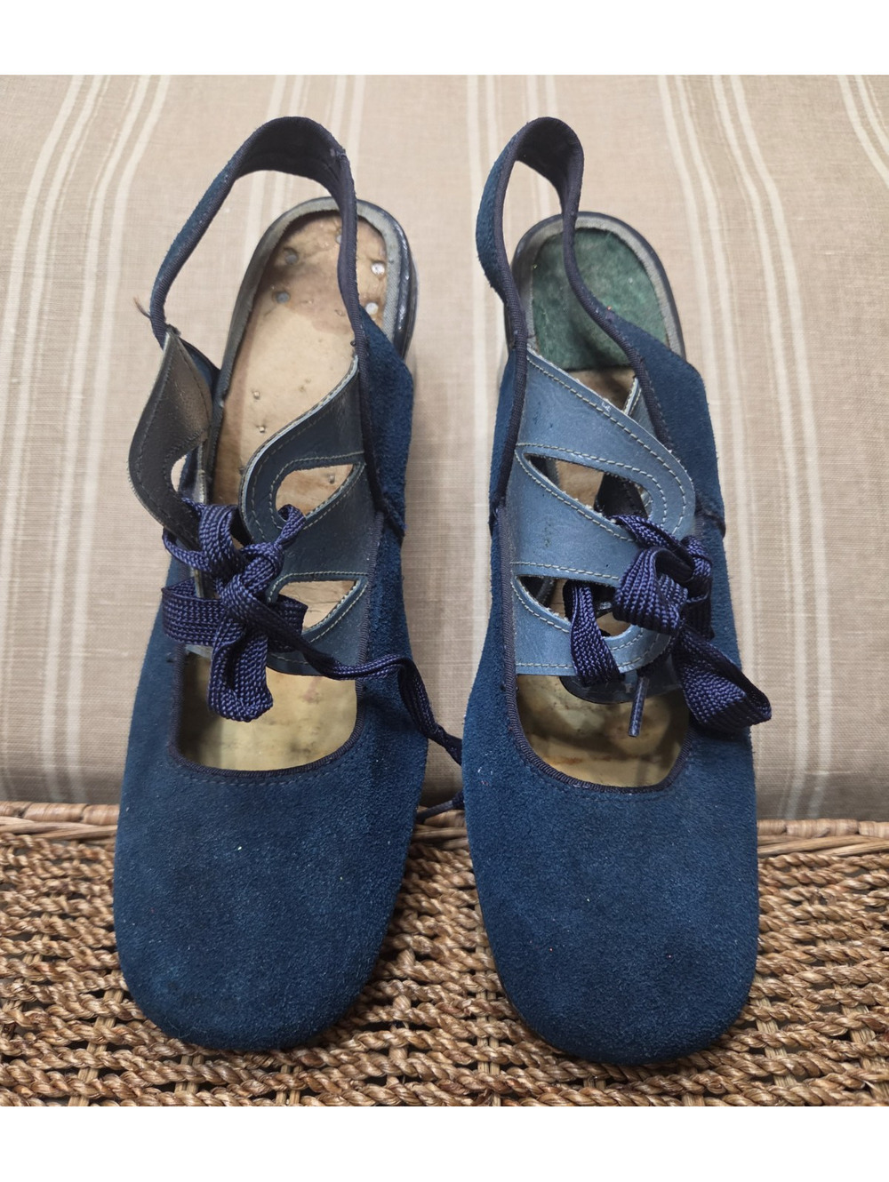 vintage 1960s blue suede shoes for Display Or Collection